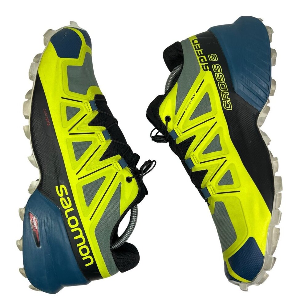 Salomon Speedcross 5 Trail Running Shoe - Mens 9.5 US  43.5 EU Blue Yellow - Picture 4 of 9